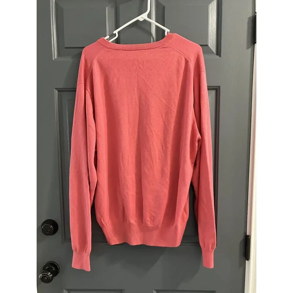 Peter Millar Silk Blend Coral V-Neck Sweater Sea Island Size XXL